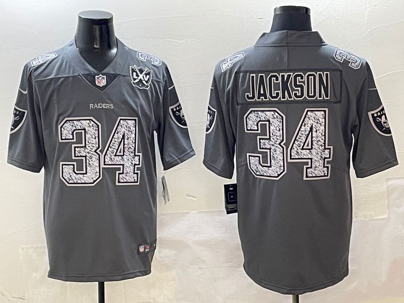 Men Oakland Raiders #34 Jackson Grey Nike 2025 Limited NFL Jersey style 3->oakland raiders->NFL Jersey